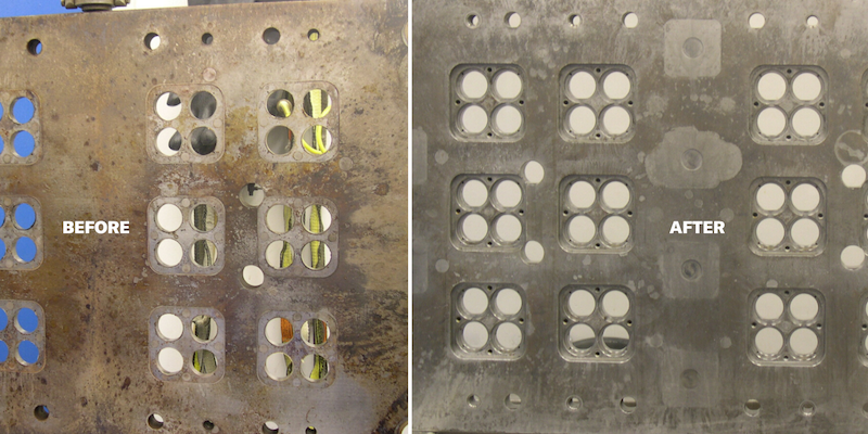 injection mold before after cleaning