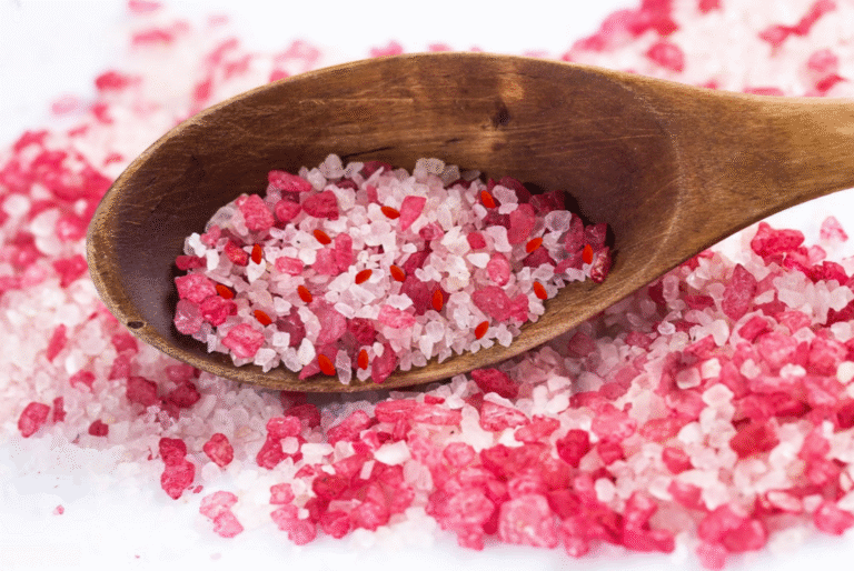 colored speckles in bath salt