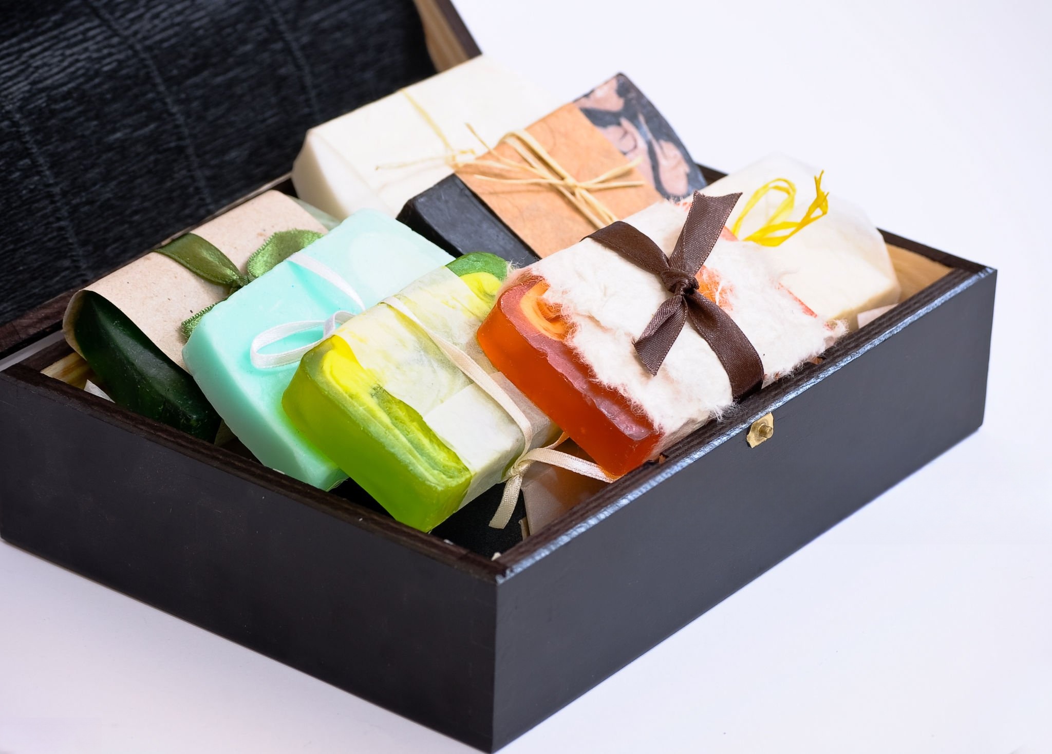 luxury present set of soap made from colored speckles